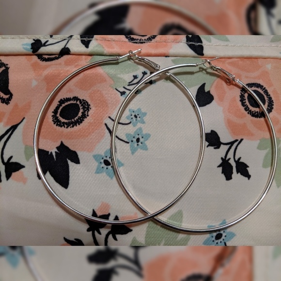 ‼️‼️2 Pairs of Silver Large Hoop Earrings | NWT - Picture 2 of 2